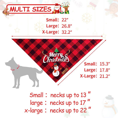 2 Pack Christmas Dog Bandana, Classic Red Green Buffalo Plaid Dog Bandana Pets Scarf Triangle Bibs Kerchief Set Pet Costume Outfit Accessories for Small Medium Large Dogs Cats Pets (Large)